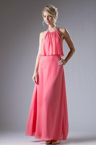 Long Halter Chiffon Dress-1