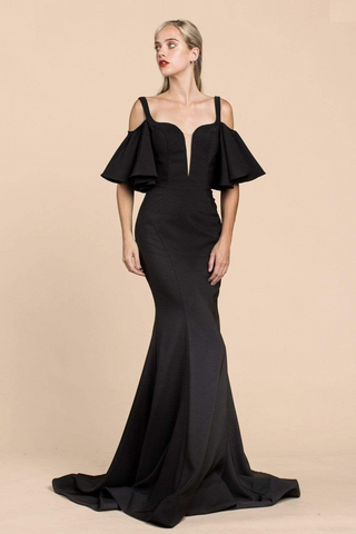 Long Square Neckline Evening Gown-1