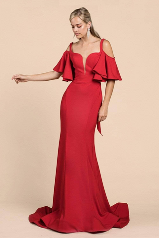 Long Square Neckline Evening Gown-4