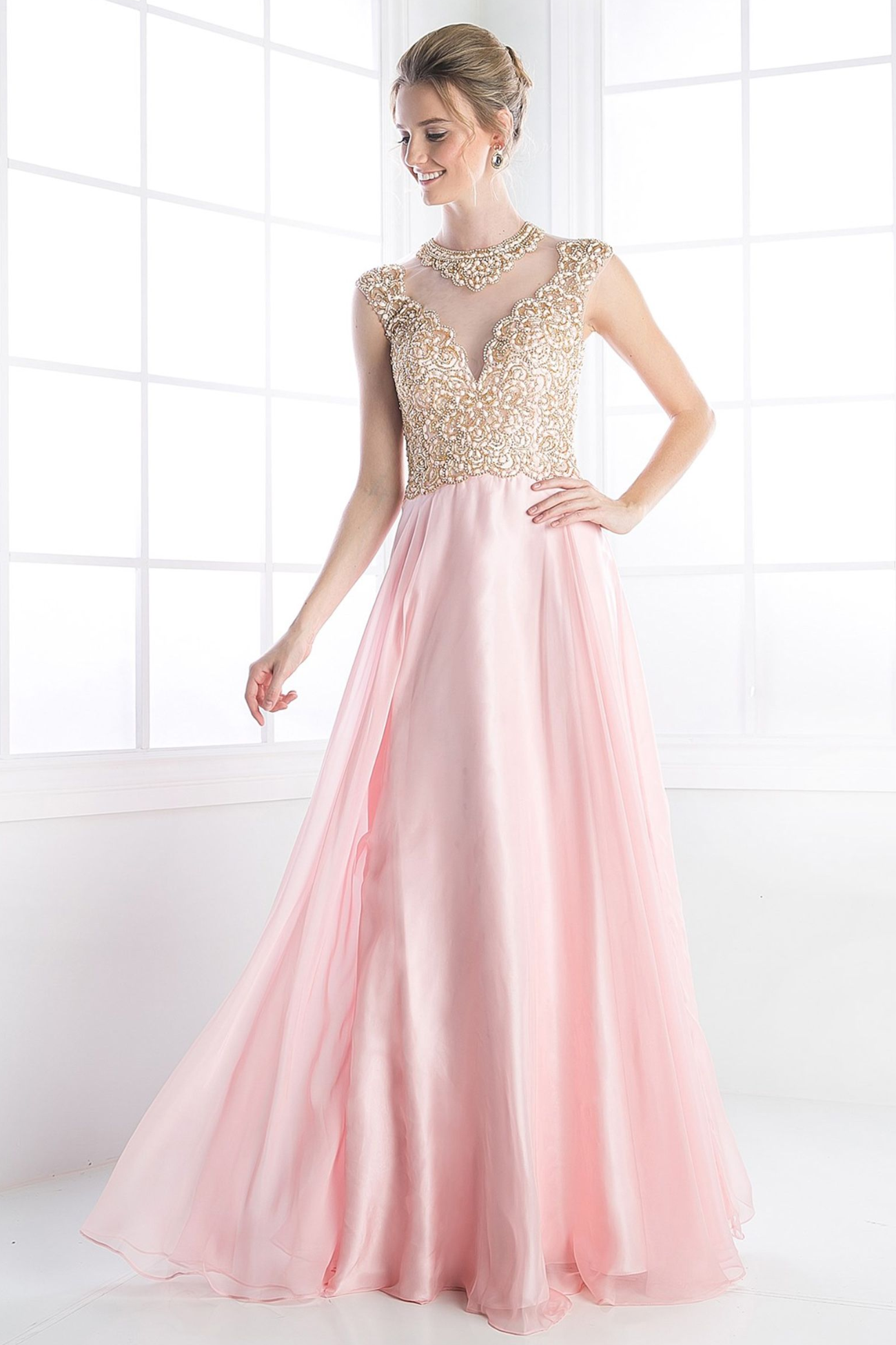 Illusion Jewel Neckline Gown-0