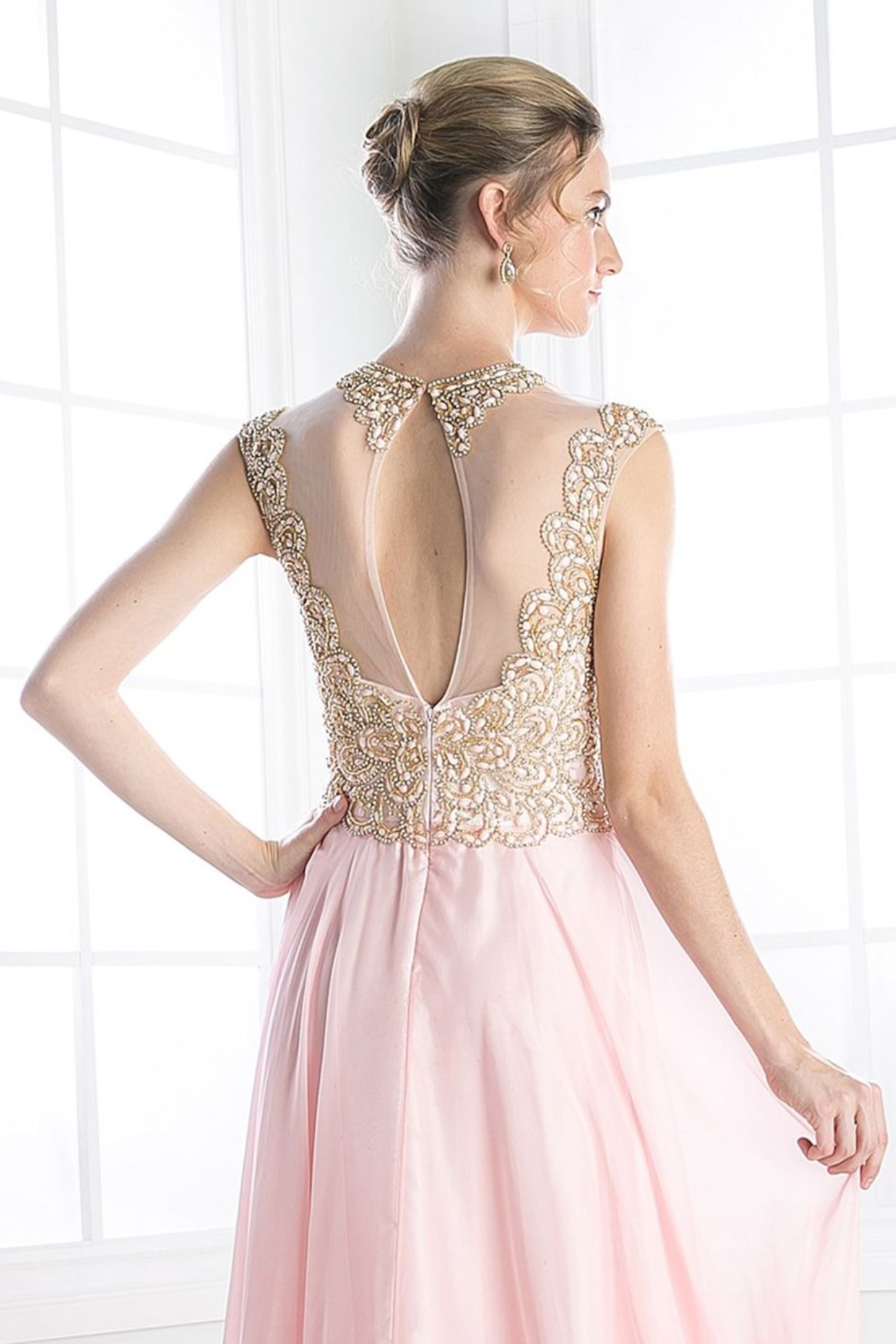 Illusion Jewel Neckline Gown-1