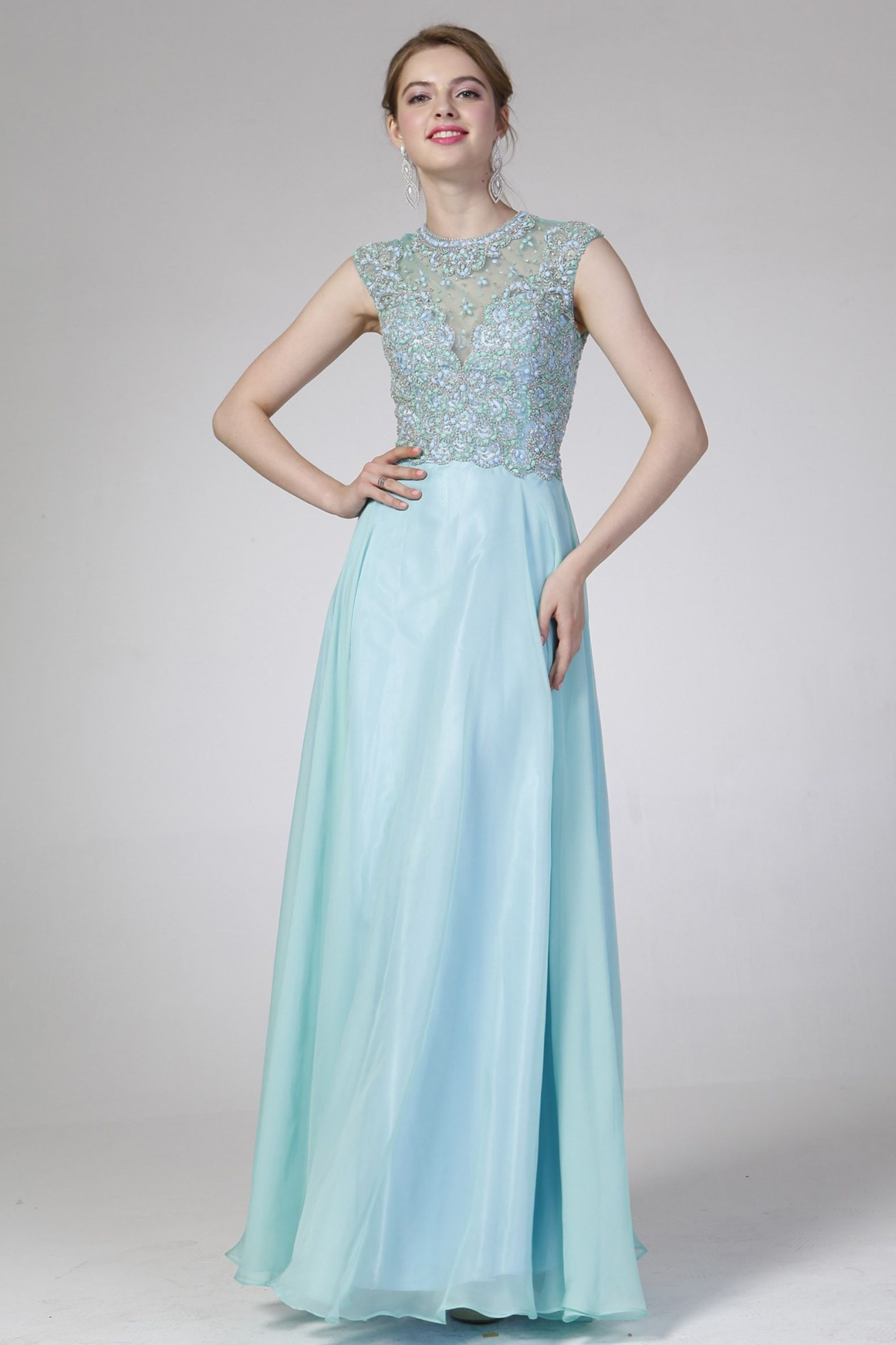 Illusion Jewel Neckline Gown-2