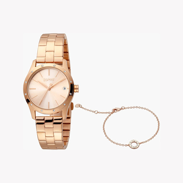 ESPRIT Women's Watch with Rose Gold Stainless Steel Case and Rose Gold Stainless Steel Band-0