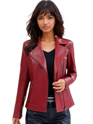 Clarice Leather Biker Jacket Women-0