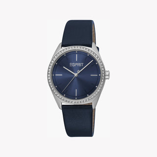 ESPRIT Women's Watch with Silver Stainless Steel Case and Blue Leather Band-1