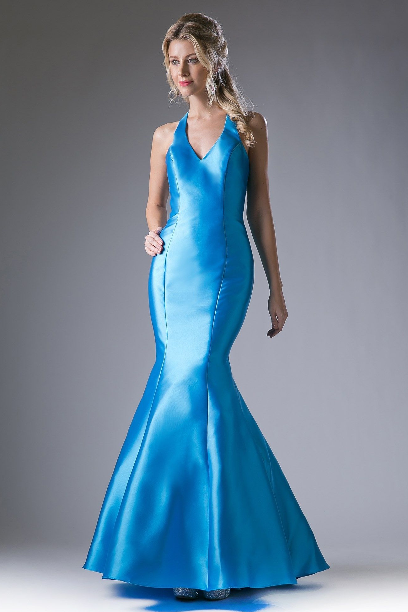 Fitted Mikado Mermaid Gown With Scoop Neckline and Razorback-1