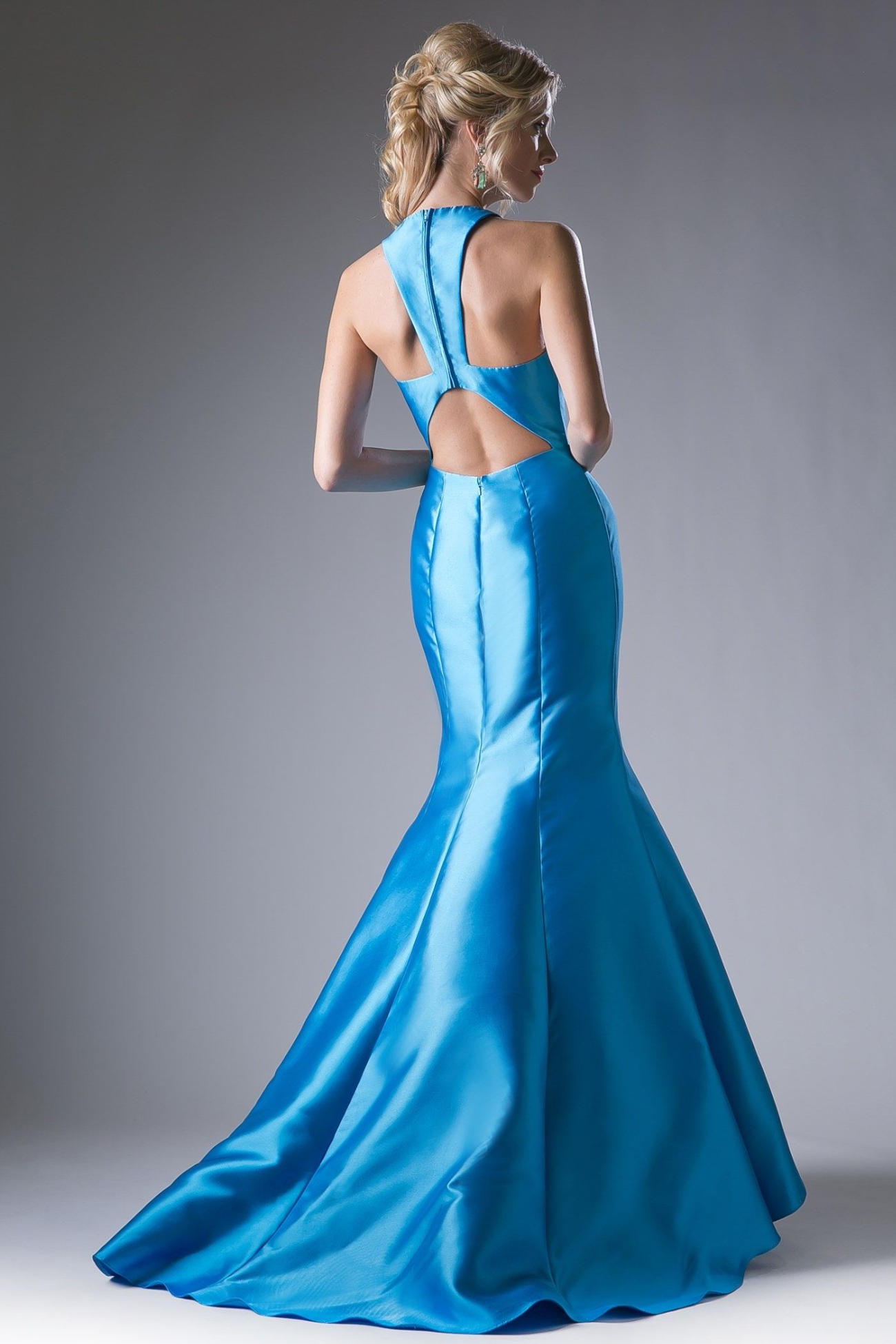 Fitted Mikado Mermaid Gown With Scoop Neckline and Razorback-2