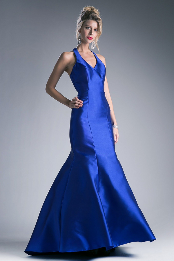 Fitted Mikado Mermaid Gown With Scoop Neckline and Razorback-3