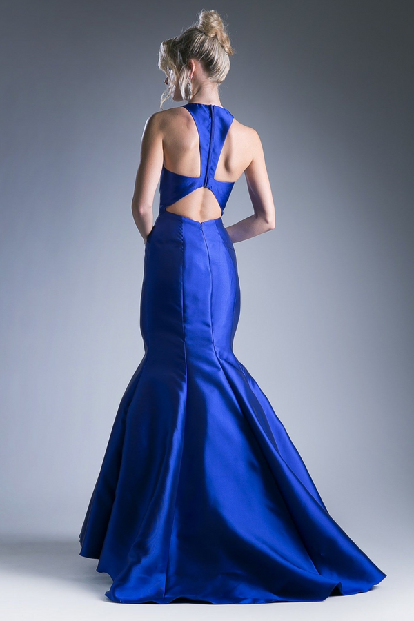 Fitted Mikado Mermaid Gown With Scoop Neckline and Razorback-4