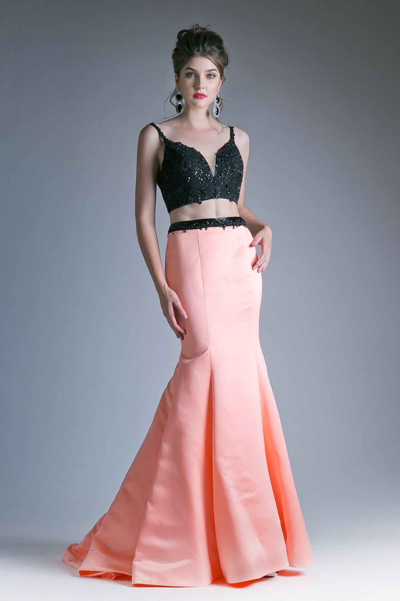 Two-Piece Long Gown with Embroidery-0