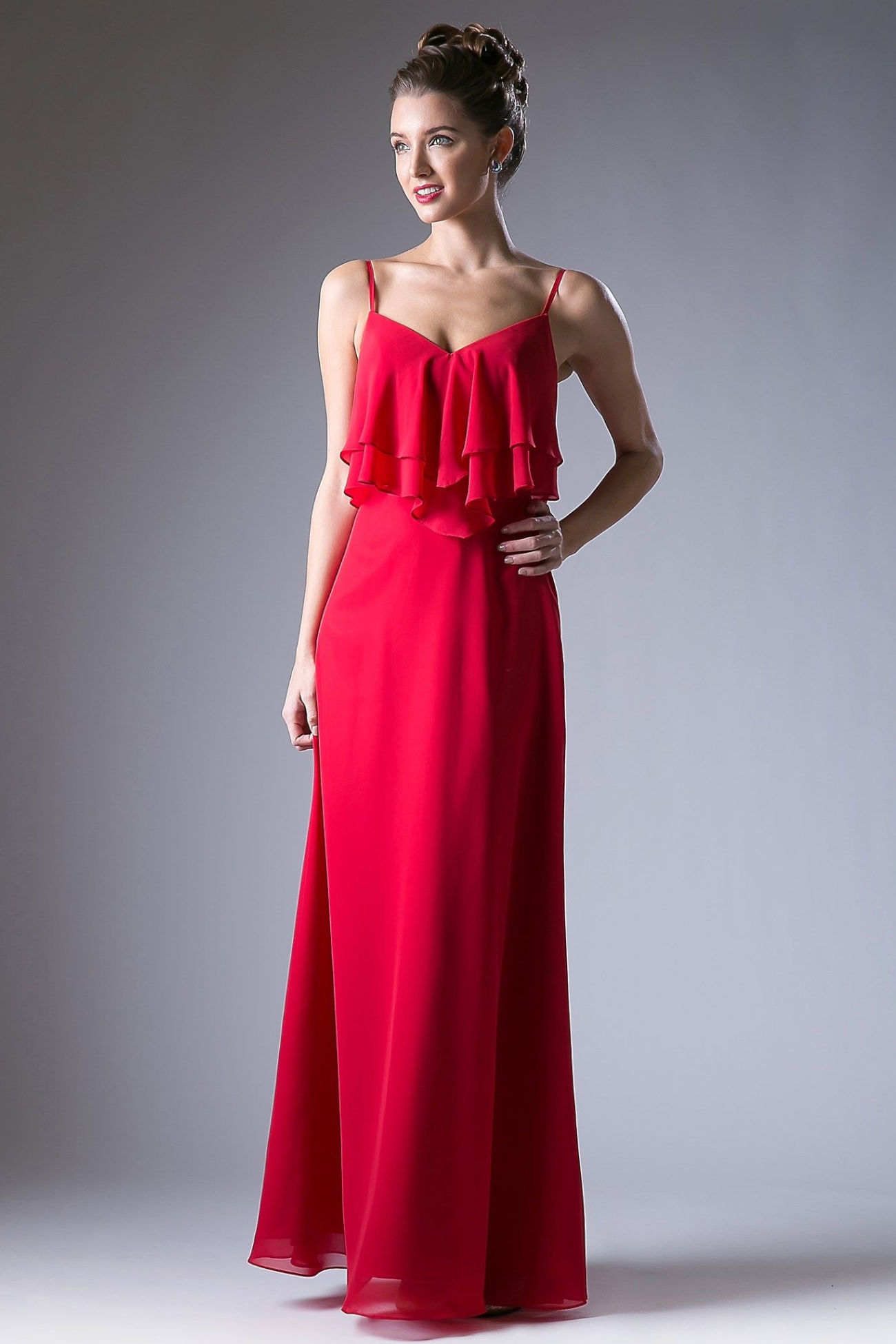 Chiffon Sheath Dress with a V Neckline-2