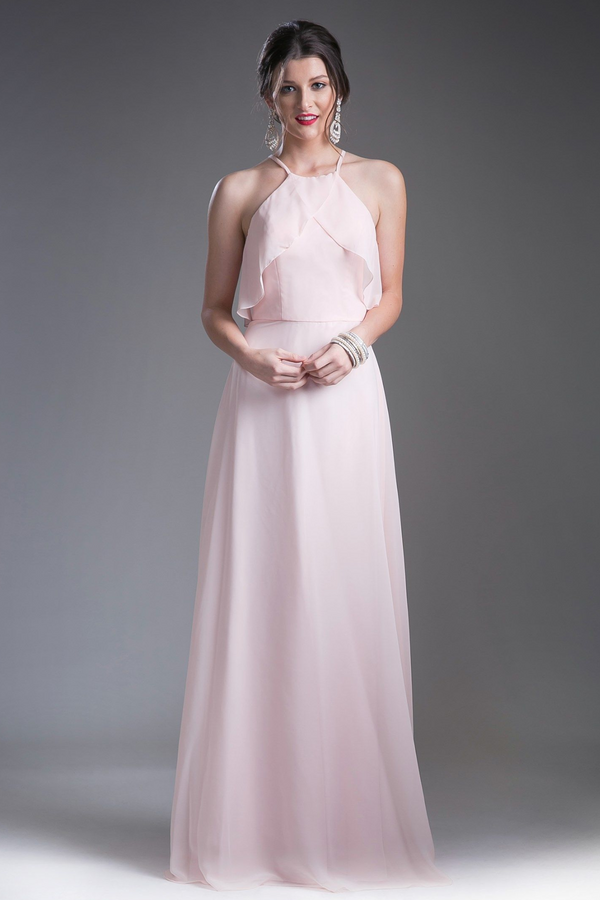 Soft Chiffon Gown with a Halter Neckline-1