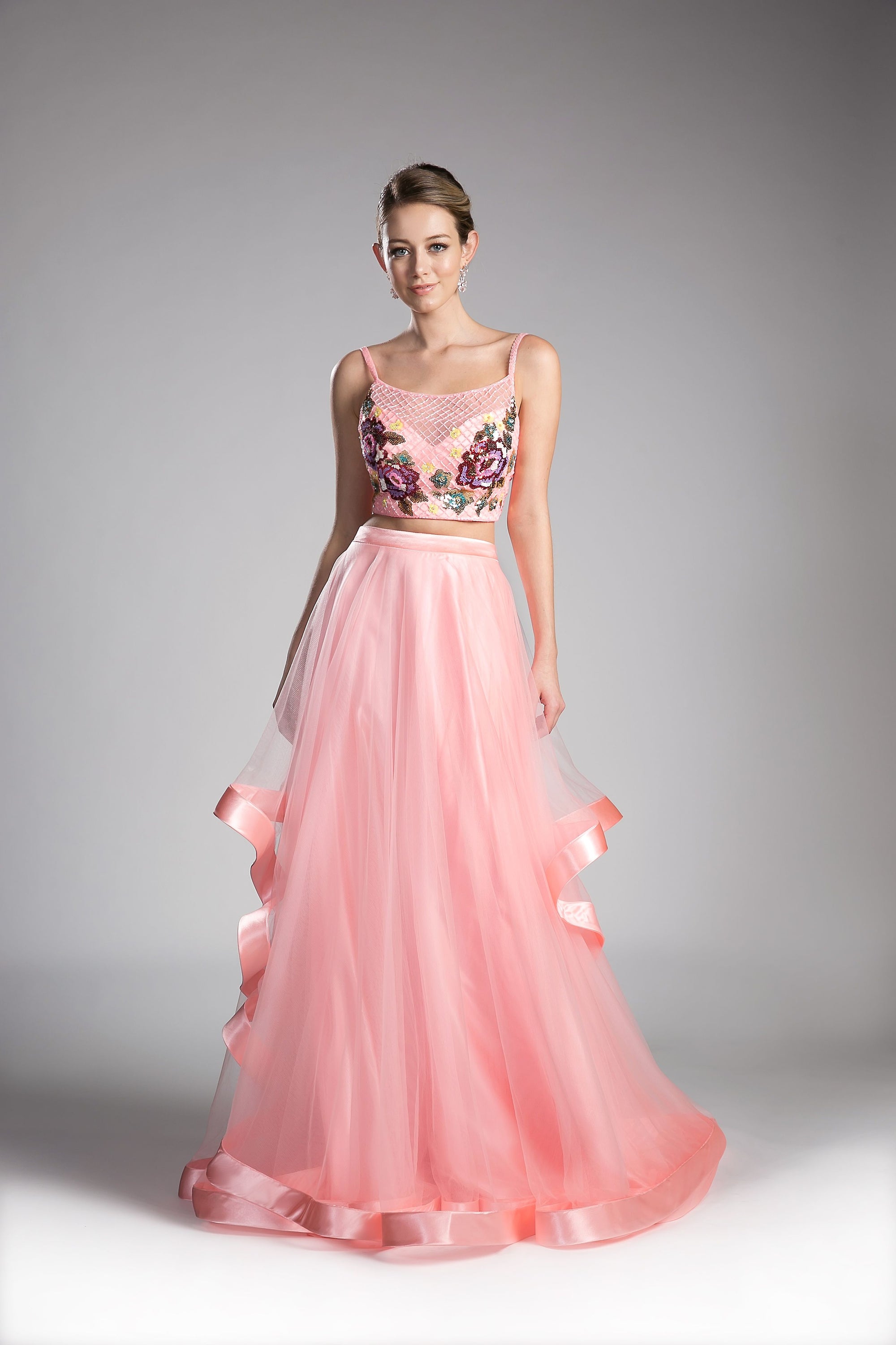 Beaded 2 Piece Tulle Gown-0