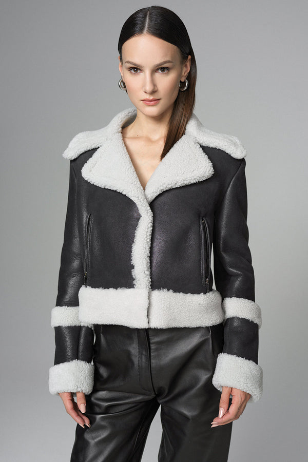 2in1 Black Shearling Fur Overcoat-1