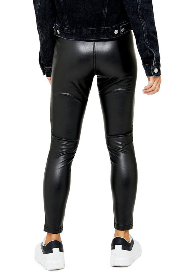 Arabella Women's Real Leather Biker Pants Black-1