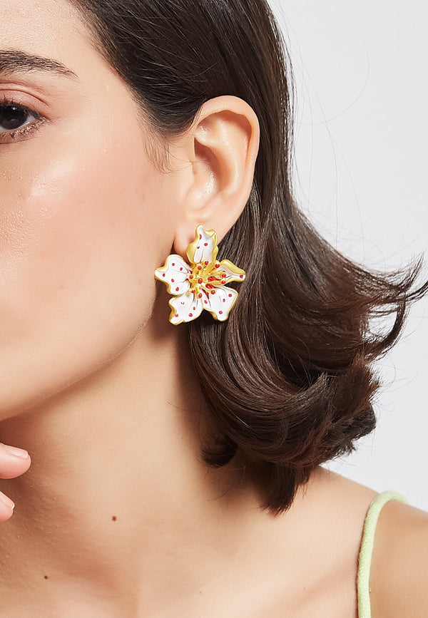 Hibiscus White Earrings by Bombay Sunset-2