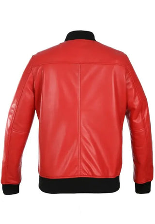 Lyla Women's Real Leather Bomber Jacket Red-1