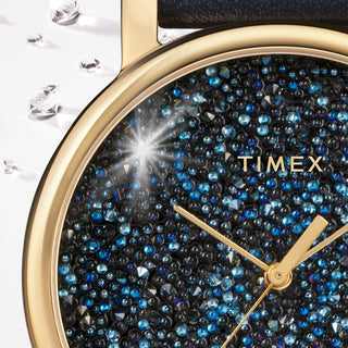 TIMEX Women's Watch with Gold Brass Case and Blue Fabric Band-3