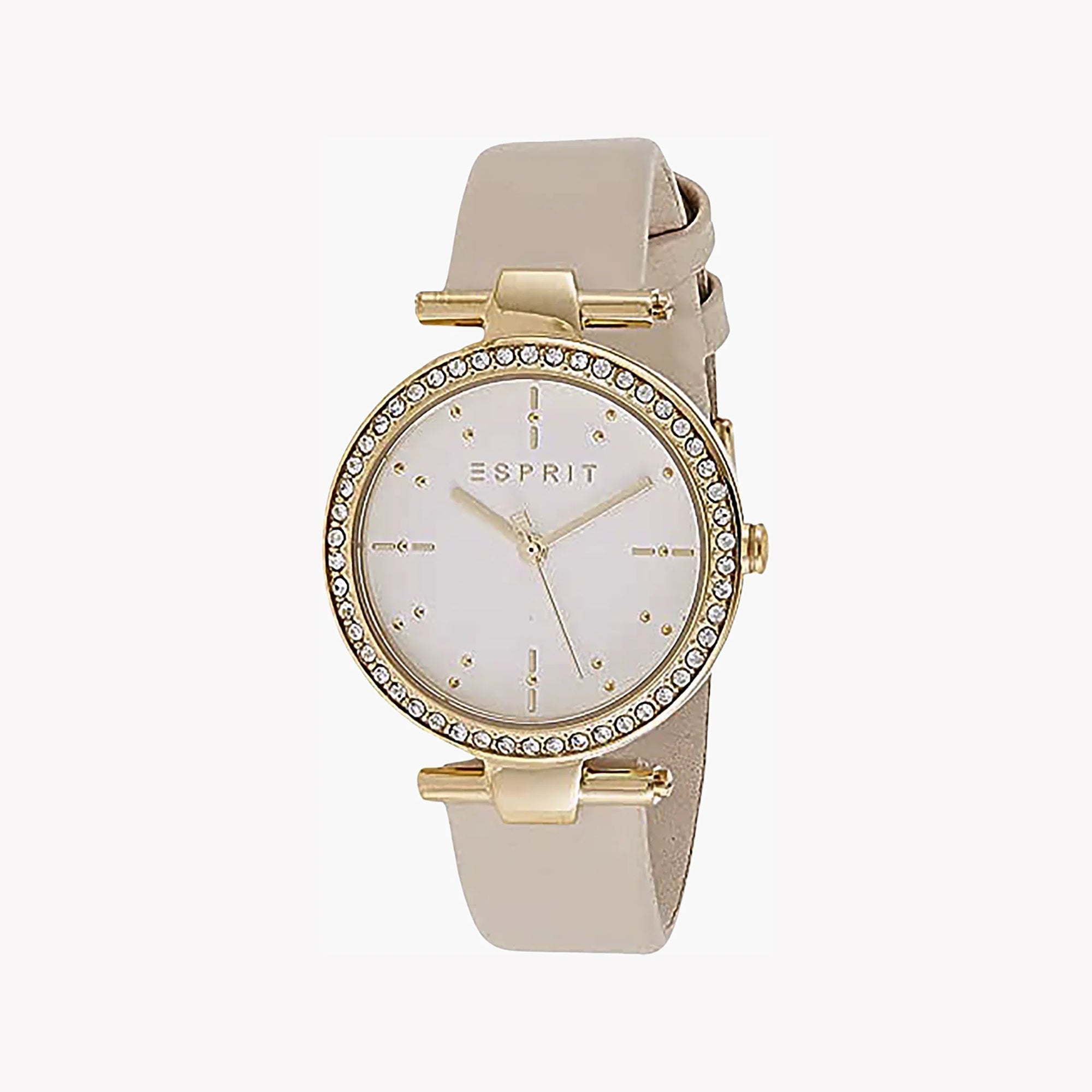 ESPRIT Women's Watch with Silver Stainless Steel Case and Beige Leather Band-0