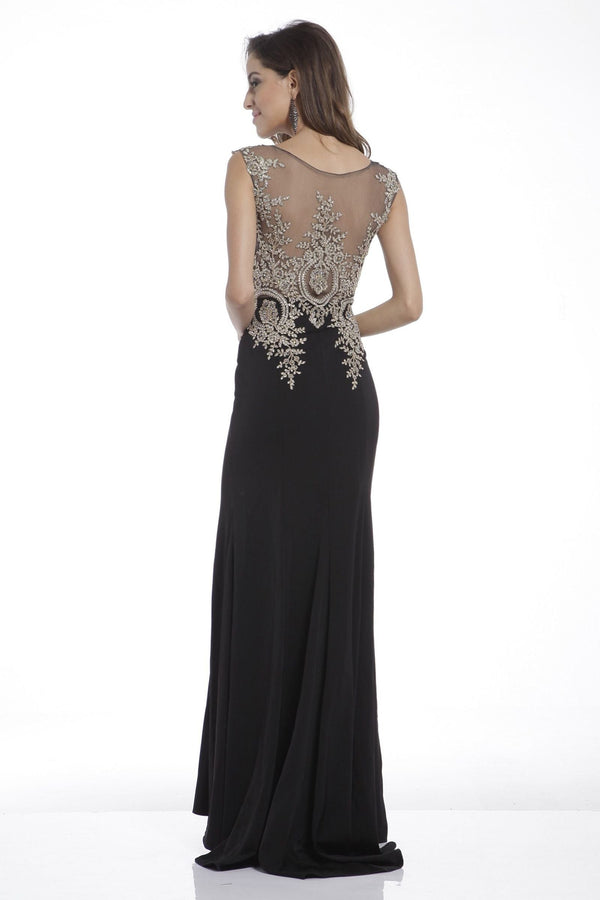 Illusion Covered Back Beaded Mermaid Dress-1