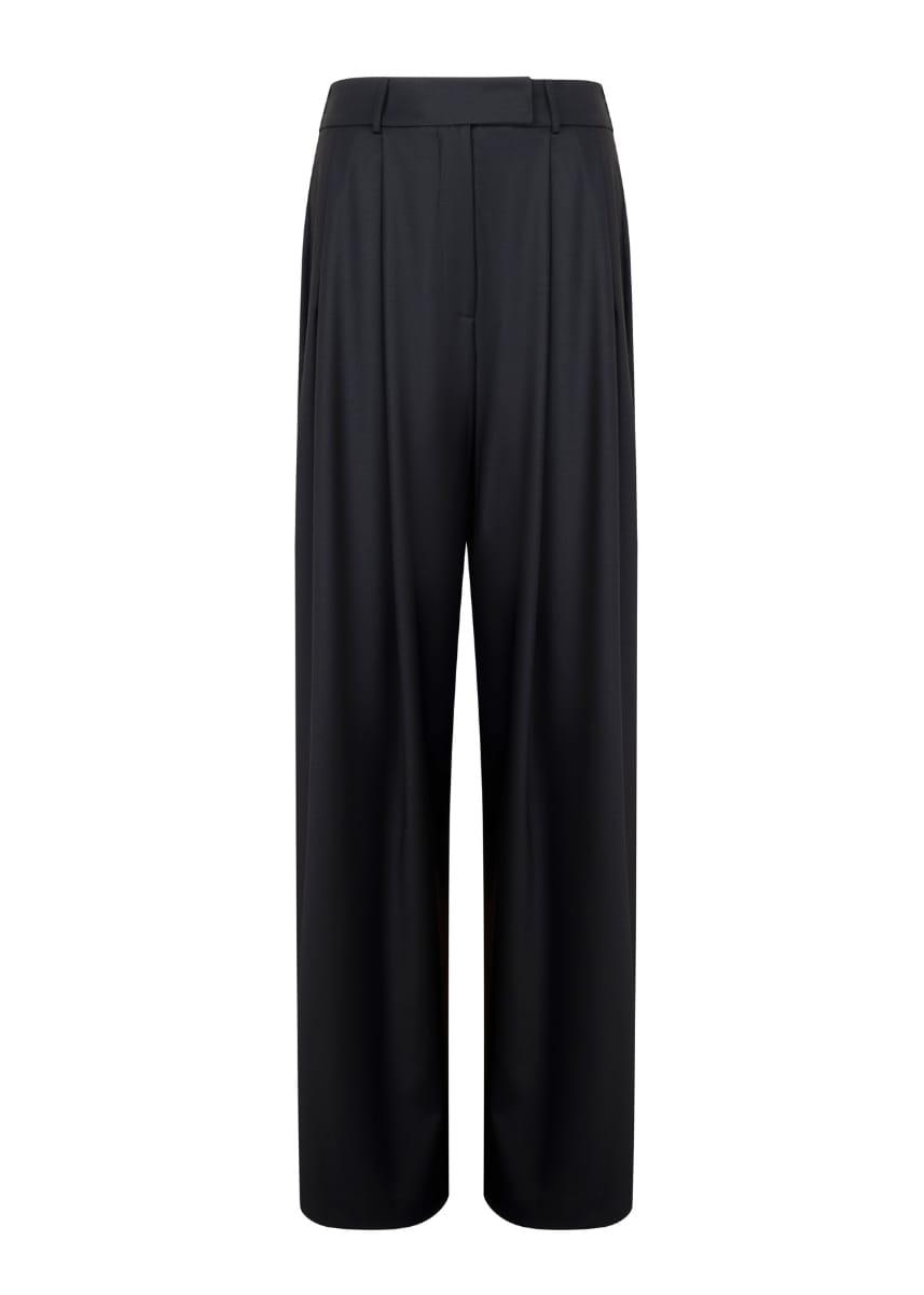 Liza Suit Wide Style Black Virgin Wool Pants-1