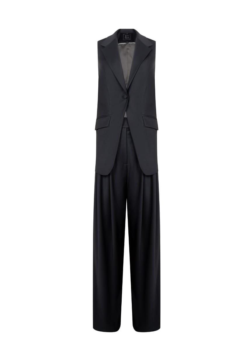 Liza Italian Design Black Virgin Wool Suit-1