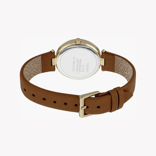 ESPRIT Women's Watch with Gold Stainless Steel Case and Brown Leather Band-2