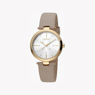 ESPRIT Women's Watch with Silver Stainless Steel Case and Beige Leather Band-0