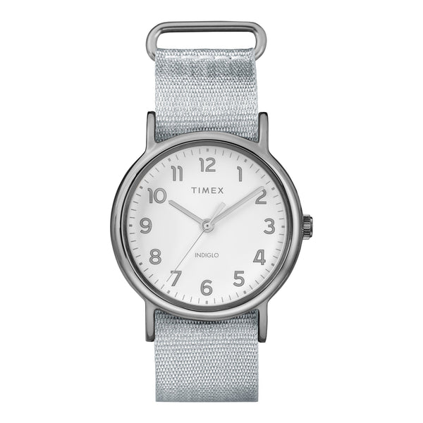 TIMEX Women's Watch with Silver Brass Case and Silver Fabric Band-0