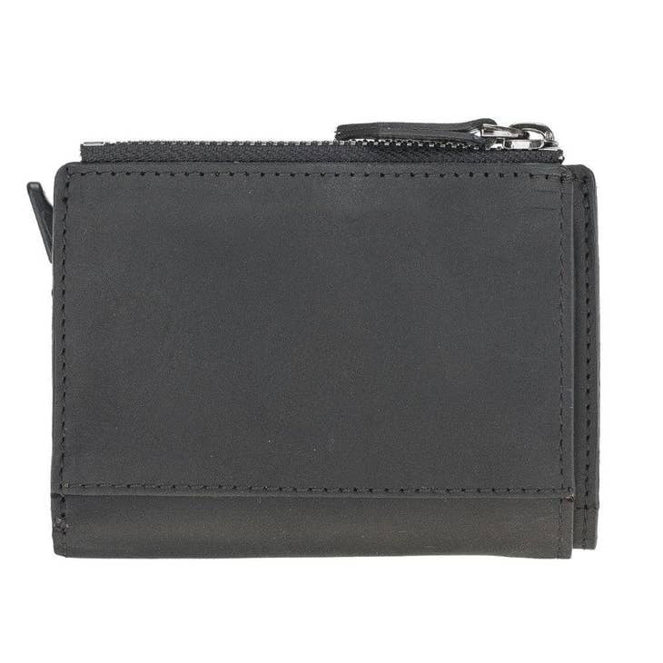 Aaron Leather Zip Mechanical Card Holder Black-2