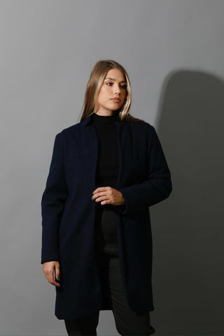 Woolen Short Coat - Navy-0