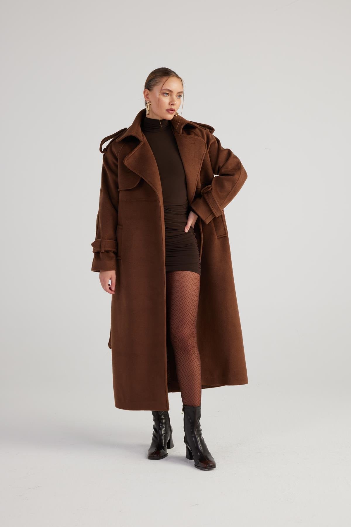 Nora Brown Cashmere Blend Maxi Coat-4