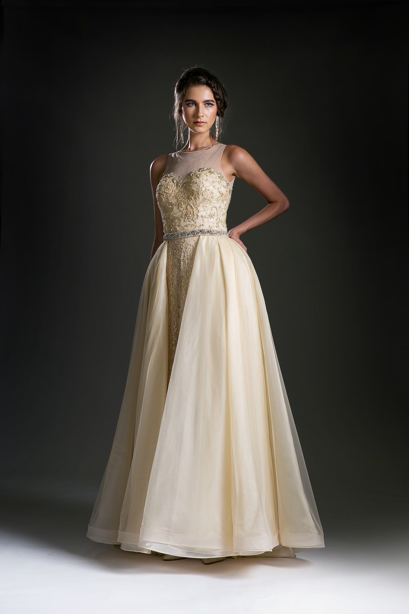 Princess dress with illusion sweetheart neckline-1