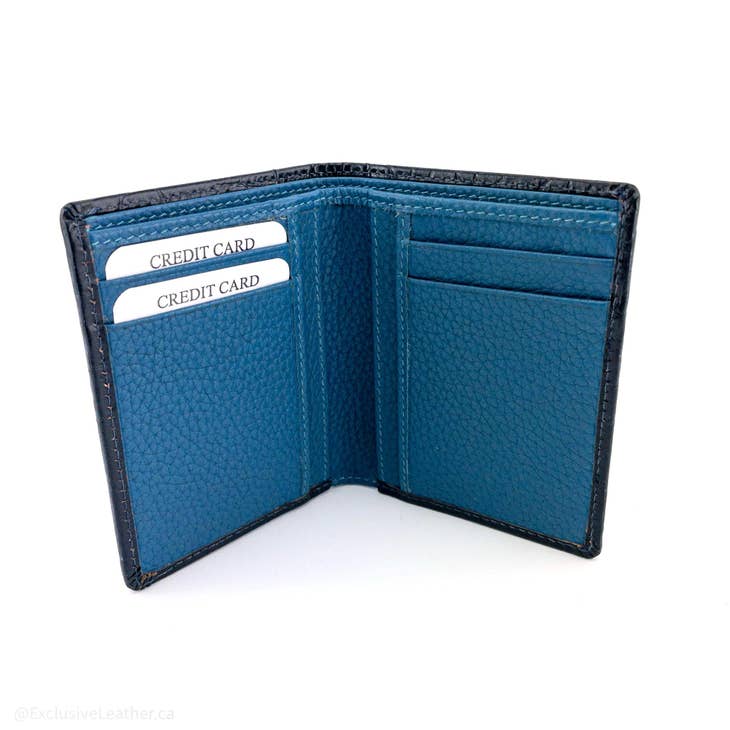 Henry Men's Leather Bifold Wallet Blue-2