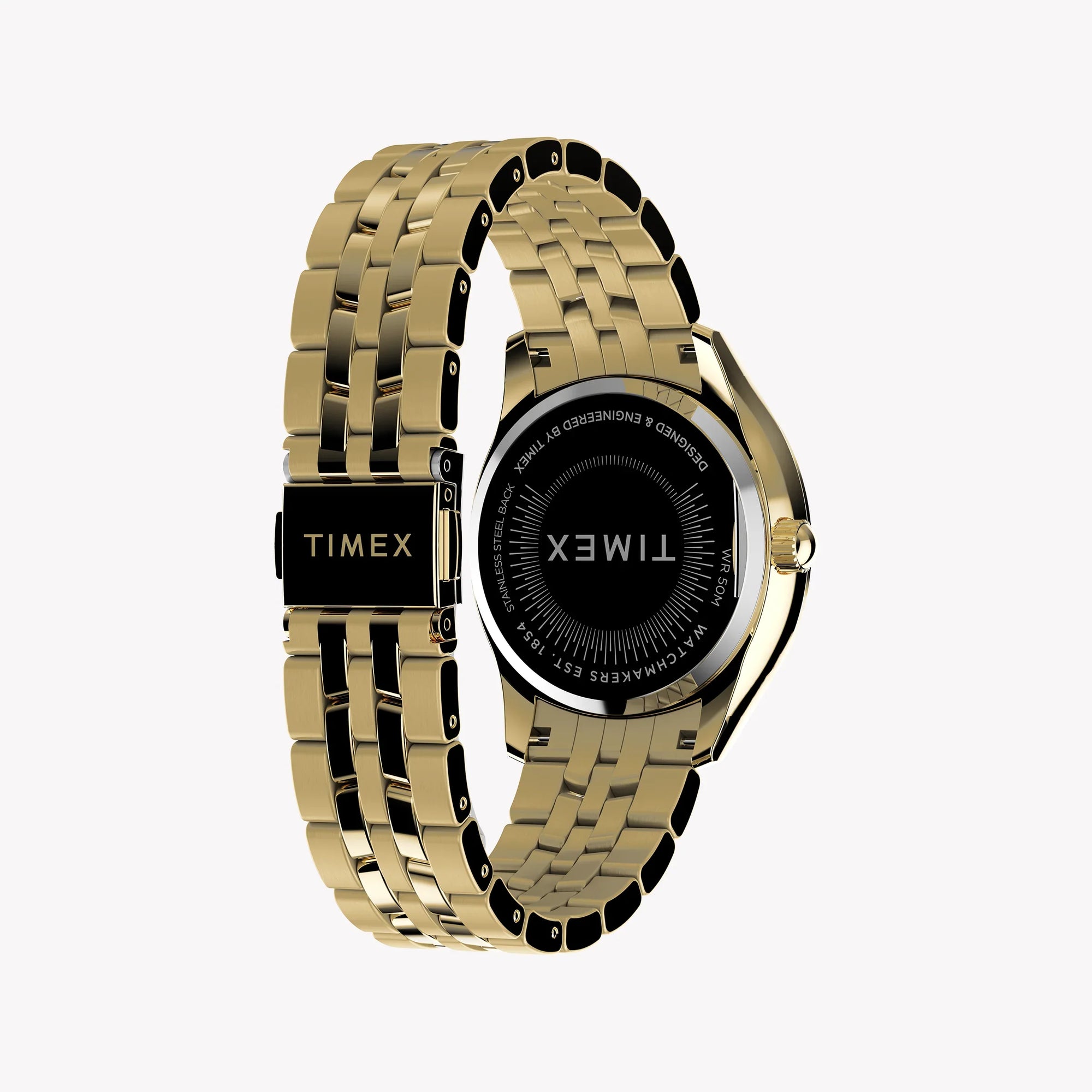 TIMEX CUSHION GOLD-TONE WATCH - GLAMOROUS TIMEPIECE WITH CRYSTAL ACCENTS AND STUNNING GOLD DIAL-1