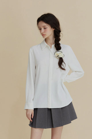 [TWEE] Jane Big Cara Solid Hidden Blouse Shirt-0