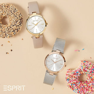 ESPRIT Women's Watch with Silver Stainless Steel Case and Beige Leather Band-3