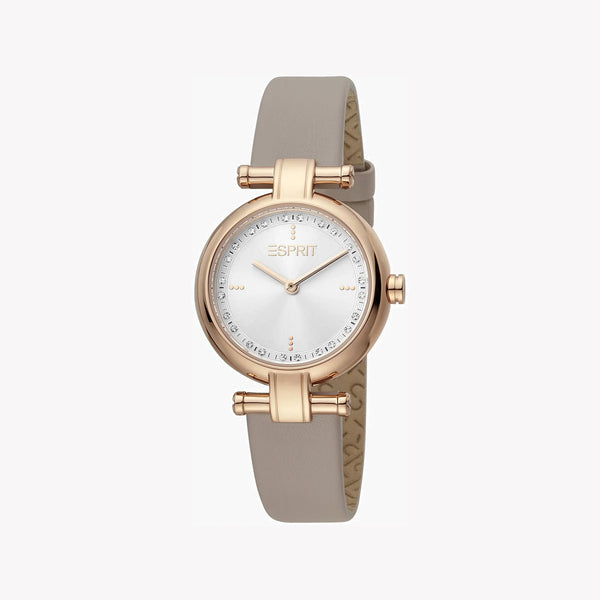 ESPRIT Women's Watch with Rose Gold Stainless Steel Case and Beige Leather Band-1