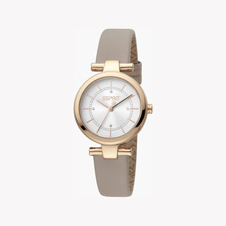 ESPRIT Women's Watch with Rose Gold Stainless Steel Case and Beige Leather Band-1