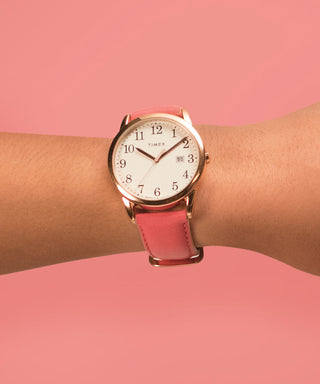 TIMEX Women's Watch with Rose Gold Brass Case and Pink Leather Band-3