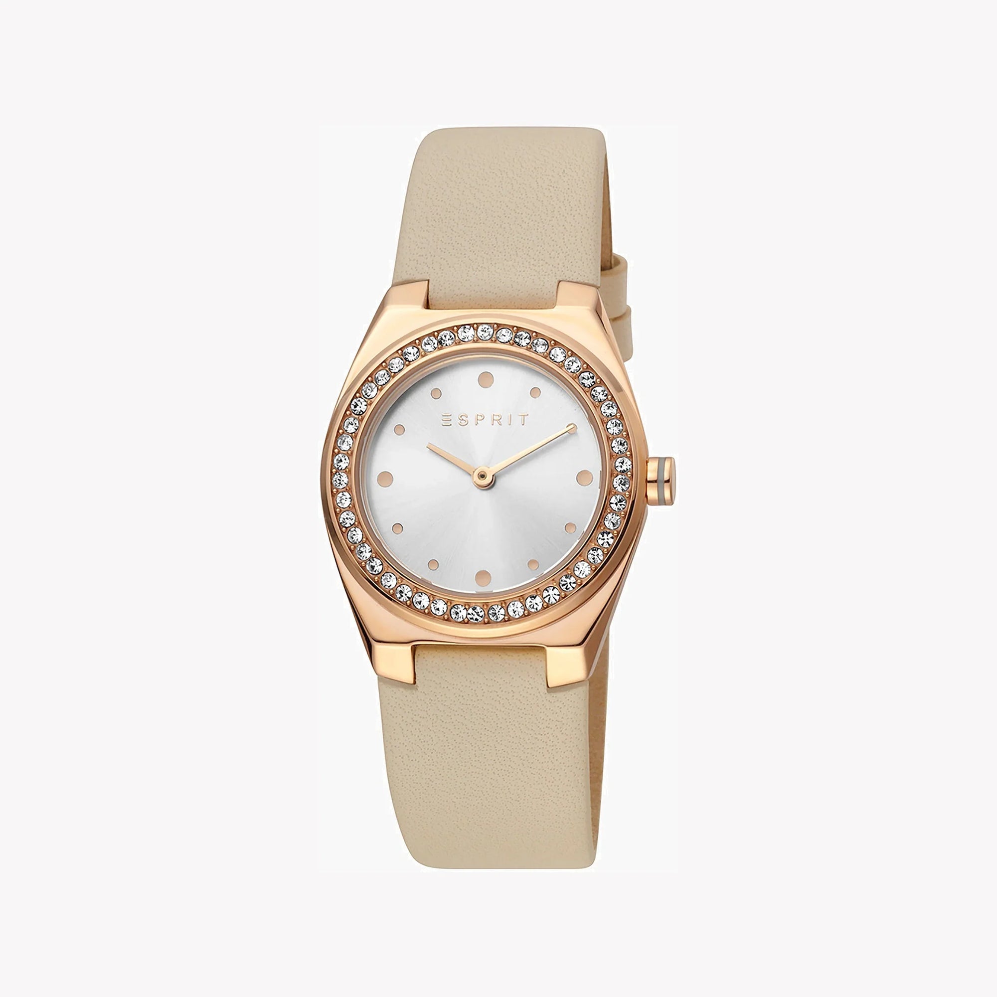 ESPRIT Women's Watch with Rose Gold Stainless Steel Case and Sand Leather Band-0