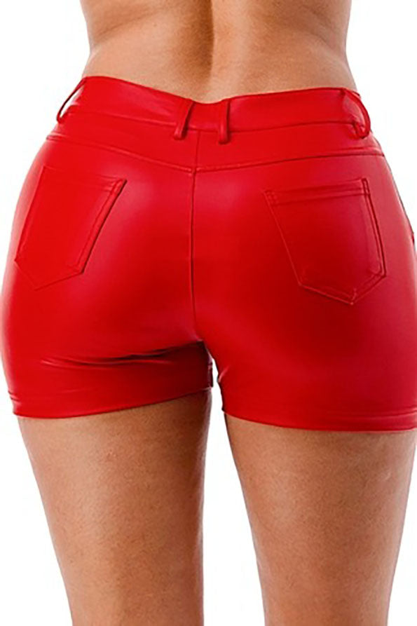 Daisy Women's Real Leather Shorts With Pockets-4