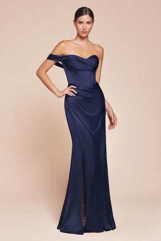 One Shoulder Satin Corset Gown-6