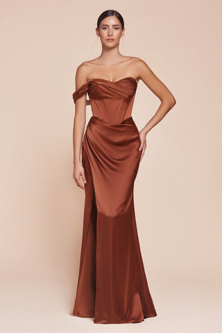 One Shoulder Satin Corset Gown-10