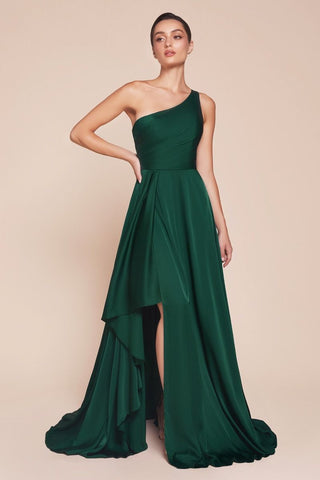 One Shoulder Satin A-Line Dress-2