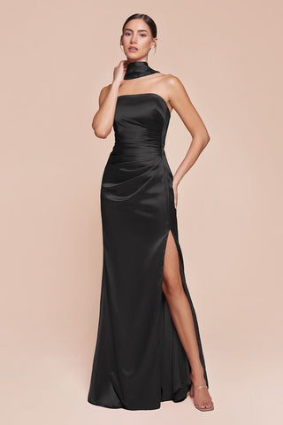 Strapless Satin Dress & Sash-0