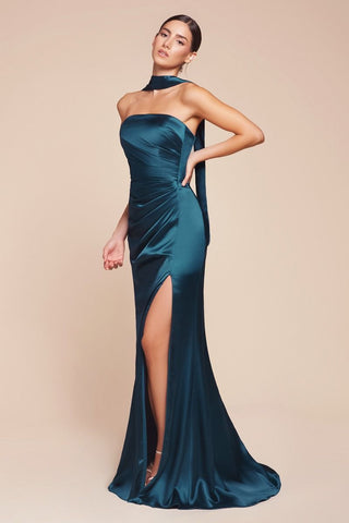 Strapless Satin Dress & Sash-3