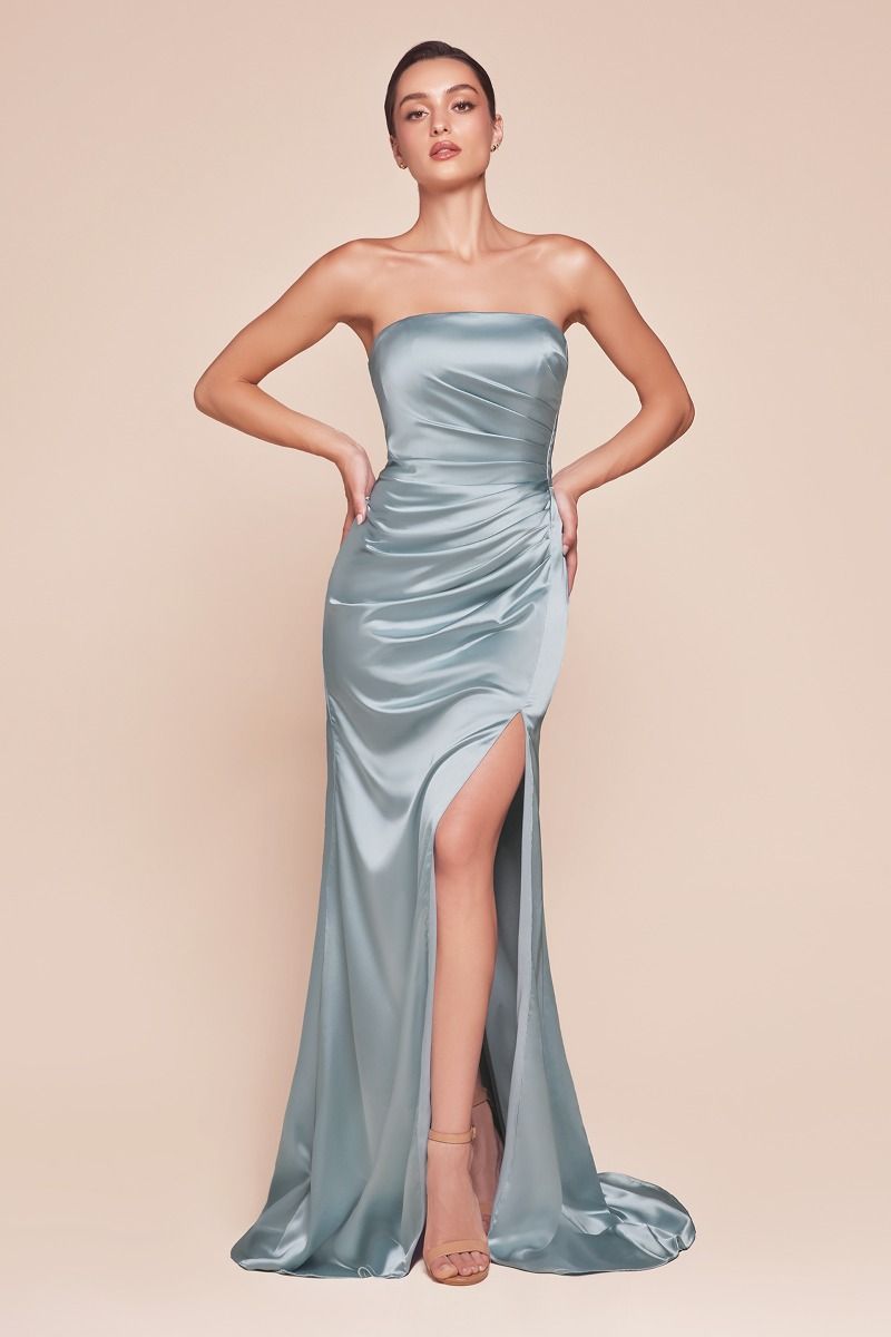 Strapless Satin Dress & Sash-5