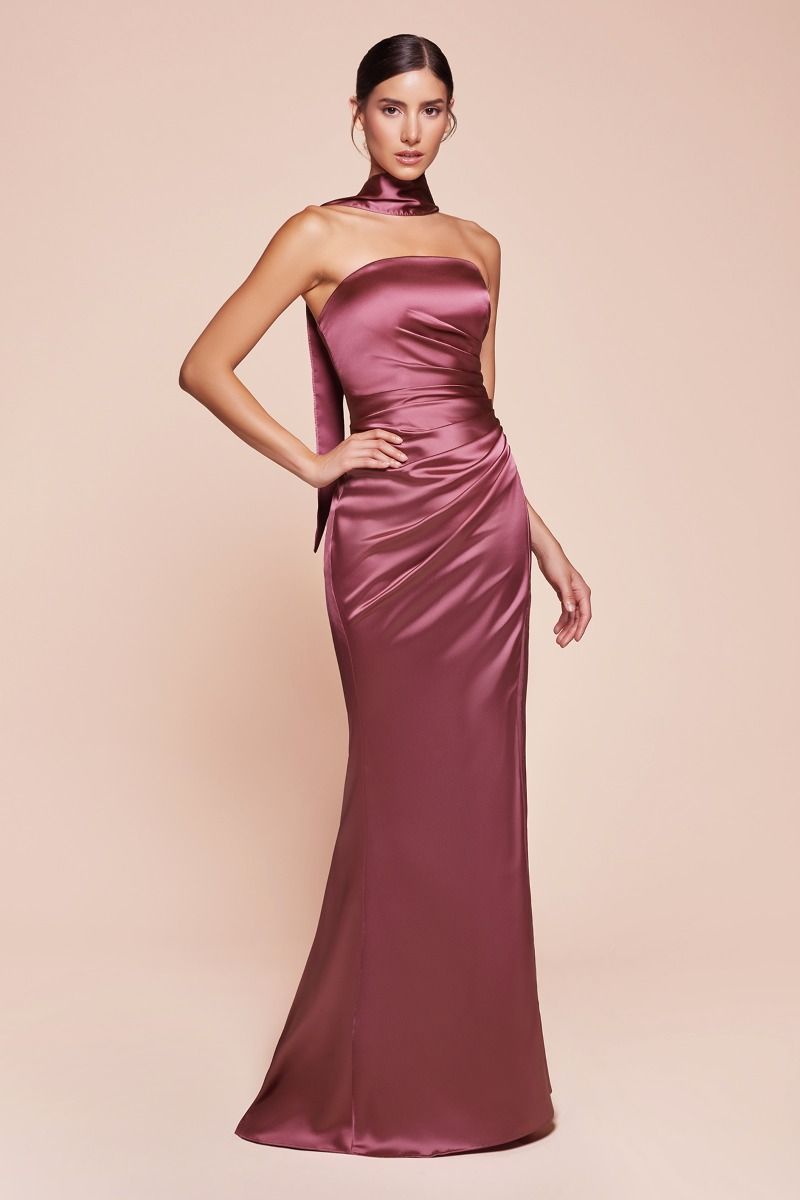 Strapless Satin Dress & Sash-4