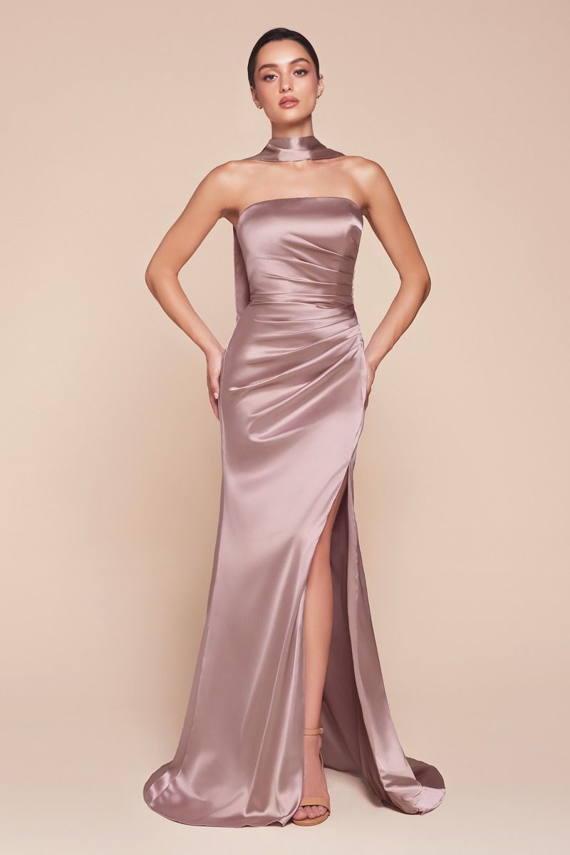 Strapless Satin Dress & Sash-6